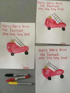 three handmade cards with writing on them