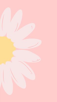 a white flower on a pink background with the center yellow circle in the middle and bottom right corner