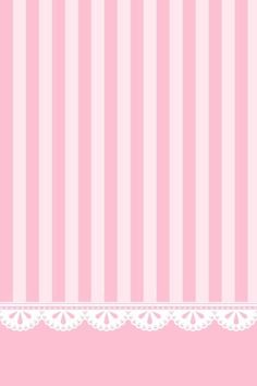 a pink and white striped background with lace