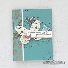 a greeting card with butterflies on it