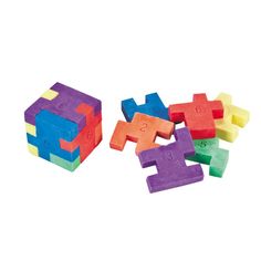 several different colored blocks sitting next to each other