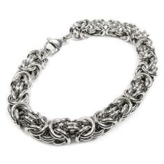 PRICES MAY VARY. One stainless steel bracelet Round link byzantine chain design, lobster clasp Masculine, 8mm wide, different length available Comes with a gift bag One stainless steel bracelet. Round link byzantine chain design, lobster clasp. Masculine, 8mm wide, different length available. Comes with a gift bag. . Byzantine Chain, Mens Jewellery, Silver Ring Designs, Silver Bracelets For Women, Chain Design, Pretty Bracelets, Copper Bracelet, Mens Accessories Fashion, Chains For Men