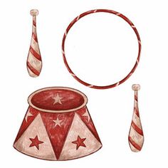 a drawing of a circus tent with accessories