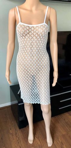 Ivory Dresses, Versace, Sleeveless Dress, Evening Dresses, Knitwear, Knitting, Dresses, Clothes