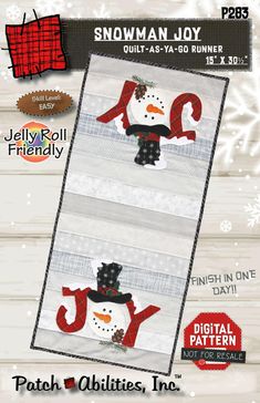 the snowman joy quilt pattern is available for purchase