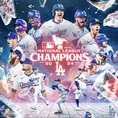 the los angeles dodgers are celebrating their national league championship in this collage with players from all over the world