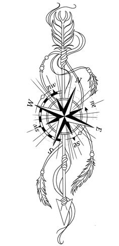 a compass tattoo design with arrows on it