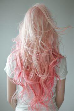 81+ Long Wavy Hairstyle Ideas White To Pink Hair, Pink Mermaid Hair, Pretty Hair Colours, Hair Pink Color, White And Pink Hair, Pink And White Hair, Cute Pink Hair, Long Pink Hair, Wavy Hairstyle