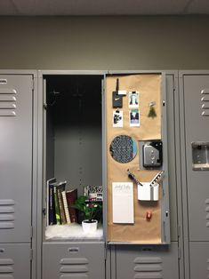 the lockers are filled with various items and things to put in them for storage