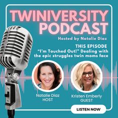 two women in front of a microphone with the words twinversity radio on it