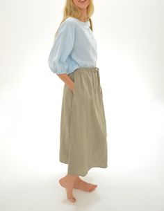 Long and wide comfortable skirt in pure linen.Waist with elastic and drawn string.At sides - two hidden big pockets.Skirt length 90cm (35.5")On 3 first pictures item in naturak undyed flax linen, on last 2 pics - silver grey color Linen fabric washed and should not shrink anymore.For this item I recommend delicate handwash machine program with gentle detergents and no bleachers, iron while damp.This item made to order average in two weeks.More color item options:www.etsy.com/listing/521030437/pu Linen Midi Skirt, Skirt Linen, Comfortable Skirts, Boho Skirt, Linen Clothing, Big Pockets, Bleachers, Irish Linen, Linen Skirt