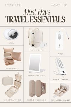 Planning your next adventure? Don't forget these must-have travel essentials! From versatile luggage to compact beauty kits and tech gadgets, I've curated the ultimate packing list to keep you organized and stylish on the go. Whether it's a quick getaway or a long journey, these items will make your travel stress-free. Click to discover all the essentials you'll need for your next trip! Travel Organization Packing, Hardside Luggage Sets, Stylish Travel Bag, Sunglasses Organizer, Hanging Toiletry Bag, Packing Clothes