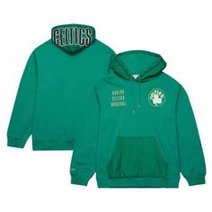 Celebrate your unwavering Boston Celtics fandom with the Mitchell & Ness Kelly Green Boston Celtics Team OG 2.0 Vintage Logo Fleece Pullover Hoodie. This midweight hoodie features screen print and embroidered graphics, showcasing the iconic Boston Celtics logo with raised details. The front pouch pocket provides convenient storage, while the cotton and polyester blend ensures comfort and durability. Whether you're cheering from the stands or representing your team off the court, this hoodie Sports Fan Apparel Hoodie Sweatshirt, Fan Merchandise Drawstring Hood Top, Green Fleece Sports Top, Green Hoodie With Kangaroo Pocket For Sports, Sporty Tops With Drawstring Hood For Fan Merchandise, Sports Fan Apparel Sweatshirt With Drawstring Hood, Sports Season Fan Apparel Hooded Sweatshirt, Fleece Sweatshirt For Fan Gear In Sportswear Style, Sports Fan Apparel Hoodie