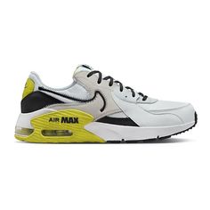 Nike Air Max Excee Mens Athletic Workout Shoes White/Grey/Yellow Volt/Black This Nike Air Max Excee Men's Sneaker Is The Fresh Update Your Sneaker Game Needs. The Suede Upper Has Mesh Overlay Accents And The Contrasting Signature Nike Swoosh Branding To Give This Sneaker A Modern Style. The Cushioned Insole And Air Max Technology Will Support Your Foot With Each Step. Suede Upper Lace-Up Closure Cushioned Insole Air Max Technology Rubber Outsole Brand New W/Box Ships In 3-5 Business Days After P Yellow Synthetic Running Shoes With Air Max Cushioning, Fade-resistant Yellow Running Shoes For Sports, Yellow Fade-resistant Running Shoes For Sports, Sporty Yellow Fade-resistant Sneakers, Yellow Fade-resistant Sneakers For Sports, Sporty Yellow Fade-resistant Running Shoes, Sporty Fade-resistant Yellow Running Shoes, Functional Yellow Fade-resistant Sneakers, Functional Fade-resistant Yellow Sneakers