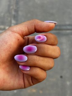 Simple Nail Colours, Glitter Aura Nails, Glazed Doughnut Nails, Purple Pink Nails, Brown Almond Nails, Doughnut Nails, Summer Aura, College Nails, Nails Aura