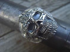 ON SALE Warrior skull ring in sterling silver Carved Ring, Detailed Ring, Skull Ring, Ring Handmade, Handmade Ring, Sterling Silver Ring, Silver Ring, Rings For Men, On Sale