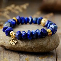 Lapis Lazuli Crystal, Crystal Beads Bracelet, Heart Drop Earrings, Stackable Bracelets, Throat Chakra, Stretchy Bracelets, Gemstone Bracelet, Stone Bracelet, Third Eye