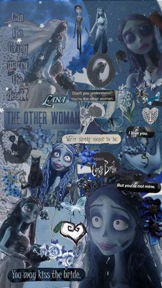 an image of a woman with many pictures on her face and words above her head