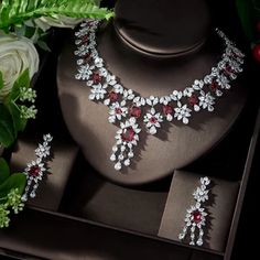 natural-gemstone-Jewelry-sets for women Necklace-ring-bracelet-earrings. Red Jewelry Set, Wedding Jewelry For Bride, Crystal Jewelry Sets, Cubic Zirconia Jewelry, Red Jewelry, Wedding Bridal Jewellery, Bride Jewellery, Wedding Jewelry Sets, Bridal Jewelry Sets