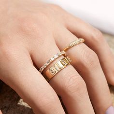 18K Gold Custom Block Ring - Pavé – 18K Gold Plated Sterling Silver – BaubleBar Last Day To Order, Early Black Friday, Rose Ring, Pave Ring, Classic Gold, Custom Gifts, Italian Charm Bracelet, Gold Plated Sterling Silver, Bracelet Sizes