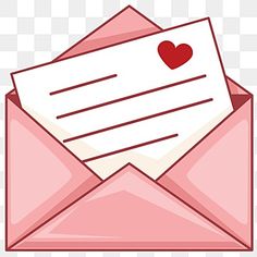 an open pink envelope with a heart on it, transparent background png clipart