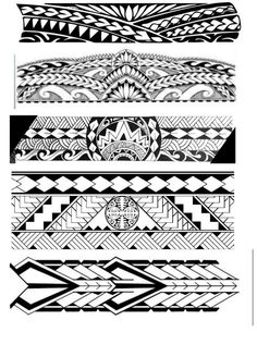 four different patterns in black and white, each with an intricate design on the side