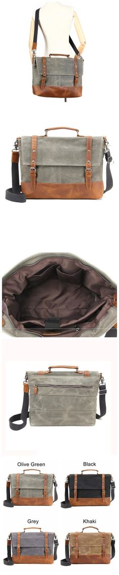 WATERPROOF WAXED CANVAS MESSENGER BAG, MEN'S SHOULDER BAG, CANVAS BAG WITH LEATHER TRIM FX2008-1 Mens Fashion Blog, Canvas Messenger Bag, Fashion 2024, Bag Canvas, Waxed Canvas, Leather Trim, Canvas Bag, Laptop Sleeves, Black Grey