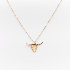 Longhorn Necklace - Nashelle Cow Necklace, Long Horn, Mothers Day Special, Chain Lengths, Horn, Gold Filled, Cow, Gold Necklace, Chain