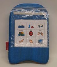 An easy waterproof communication board that can float in the pool, bath, or water table. Aac Device, Communication Book, Ideas For Teachers, Pool Activities, Behavior Interventions