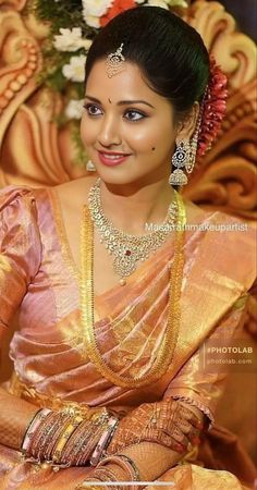 Telugu Bridal Look, Kasulaperu Jewellery, South Indian Wedding Hairstyles, Gold Haram Designs, Hair Style On Saree, South Indian Bridal Jewellery, Indian Bride Makeup, Bridal Sarees South Indian, Bridal Makeover