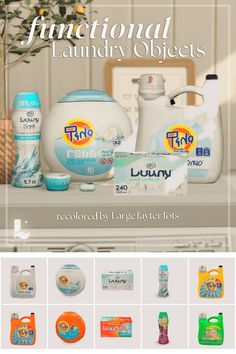 an advertisement for laundry products on a shelf