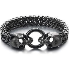 Gothic Mens Stainless Steel Skull Franco Link Curb Chain Bracelet With Spring Ring Clasp 8.5 Inches Stainless Steel Finishing: Polished Chain Length: 21.5cm(8.46"); Chain Width:1.2cm(0.47") Weight: 73.7g Cross Pendant Necklace Woman, Bird Ideas, Biker Bracelet, Package Jewelry, Pearl Cufflinks, Curb Chain Bracelet, Spring Bracelet, Gold Cufflinks, Mens Leather Bracelet