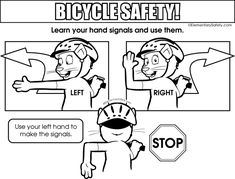 the instructions for bicycle safety are shown in black and white, with an image of a man