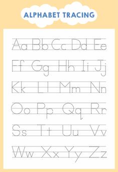 the alphabet worksheet for children to learn how to write and draw with numbers