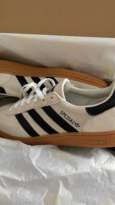 Adidas Spezial in beige 🐚🤍 Beige Adidas Spezial, Adidas Spezial Shoes, Spezial Adidas Shoes, Spezial Adidas Outfit, Adidas Beige, Toy Story Collection, Adidas Spezials, Weird Shoes