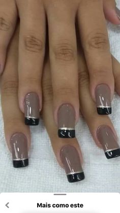 Fancy French Manicure, A Nail Design, Trending Nail Colors, Nail Colors And Designs, French Manicure Nail Designs, Quick Nail Art, Manicure Nail Designs, Black Acrylic Nails, Romantic Nails