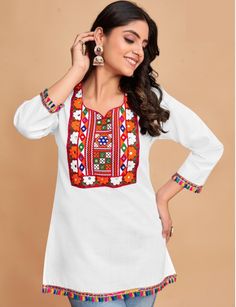 Cotton White Kurti Set for Women Phulkari Floral Pakistani Salwar Kameez Readymade Black Heavy Embroidery Chikankari Kurta Indian Pajama Top Fabric: High-Quality Cotton with Exquisite Embroidery Work Sizes Available: M: 38 inches L: 40 inches XL: 42 inches XXL: 44 inches Length: 28 inches This garment is crafted from premium cotton fabric, beautifully adorned with intricate embroidery work. Available in sizes M to XXL, it offers a comfortable fit for a range of body types. With a versatile lengt Festival Mulmul Kurta With Embroidered Border, Traditional White Churidar With Floral Embroidery, White Churidar With Floral Embroidery For Navratri, White Floral Embroidery Churidar For Navratri, Navratri Mulmul Kurta With Floral Embroidery, Churidar For Traditional Ceremonies And Navratri, Traditional Churidar With Floral Embroidery For Navratri, Traditional Churidar With Floral Embroidery For Diwali, Traditional Floral Embroidered Churidar For Navratri