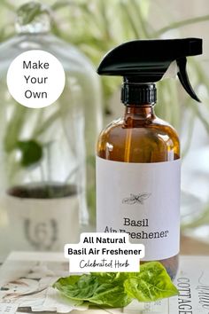 an all natural basil air freshener is on the table