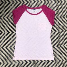 Express Pink Baseball Tee. Light Pink With Darker Pink Sleeves. 60% Cotton, 40% Modal. New, Never Worn! Without Tags. All Measurements Are Approximate With Garment Laying Flat: Length - 27.5” Armpit To Armpit - 19” Spring Raglan Sleeve T-shirt For Loungewear, Trendy Raglan Sleeve Summer Top, Sporty Raglan Sleeve Summer Tops, Trendy Raglan Sleeve Tops For Loungewear, Trendy Summer Tops With Raglan Sleeves, Casual Raglan Sleeve Tops, Summer Stretch Raglan Sleeve Tops, Casual Pink Raglan Sleeve Top, Casual Raglan Sleeve T-shirt For Loungewear