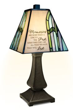 a lamp that has a quote on it