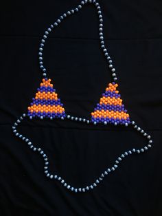 Elastic Kandi Bikini Top - Etsy Beaded Triangle Top Swimwear For Pool, Beaded Swimwear With Triangle Top For Pool, Beaded Triangle Top Swimwear For Vacation, Beaded Swimwear For Beach Festival, Beaded Swimwear For Beach Season Festivals, Beaded Swimwear For Beach Season, Kandi Top, Diy Kandi, Womens Costumes