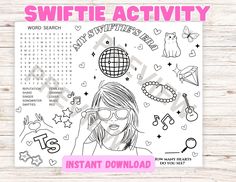 an adult coloring page with the words swiffie activity