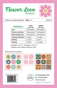 flower love quilt pattern with instructions