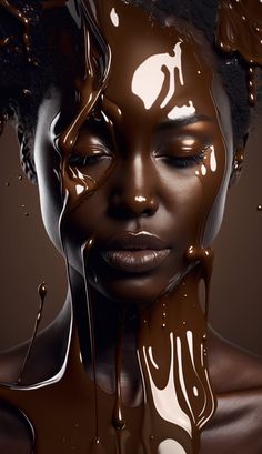 a woman with chocolate on her face