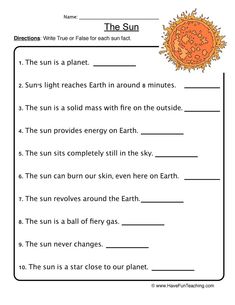 the sun worksheet for kids