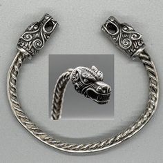 *   Celtic Wolf Torc/Torque Bracelet/Bangle*   Viking Arm Ring/Celtic Jewellery*   Perfect Christmas Gift*   .925 solid sterling silver*   Weight - over 2 1/4 ounces (approx. 64g) Viking Arm Rings, Tree Of Life Ring, Crow Skull, Pagan Jewelry, Celtic Jewelry, Perfect Christmas Gifts, 925 Silver Rings, Thor, Matching Earrings