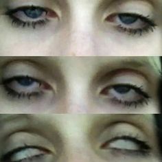 three pictures of the same woman's eyes