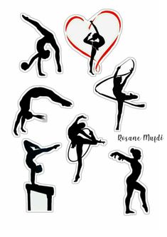 the silhouettes of people doing different things in their body, including a heart and arrow