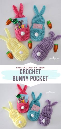 the crochet bunny pocket is made with yarn