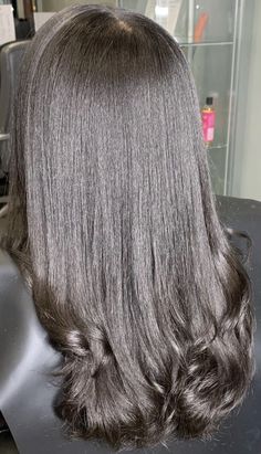 Curly Straightened Hair, Silk Press Natural Hair Styles, Healthy Hair Aesthetic Black Women, Straightened Hair, Natural Hair Blowout, Hair Content, Curly Hair Beauty, Long Shiny Hair